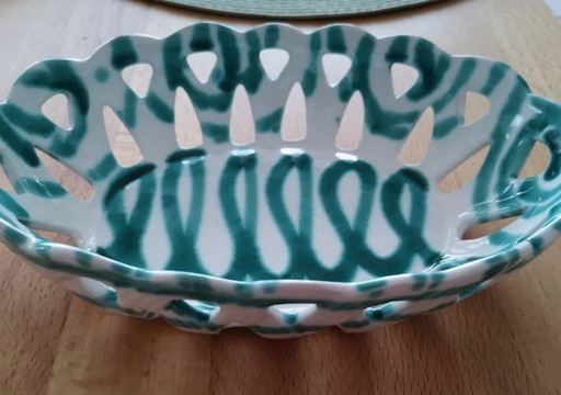 Gmundner Keramik basket bowl with opening, flamed