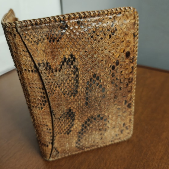 Vintage Genuine Python Snake Skin Wallet – Brown Leather Bifold – Gifts (photo 6 of 12)