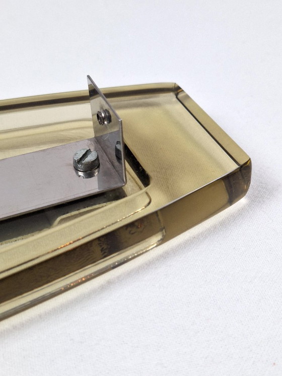 Image 1 of Lampada da parete Veca in vetro bianco e ambra Made in Italy Art Deco