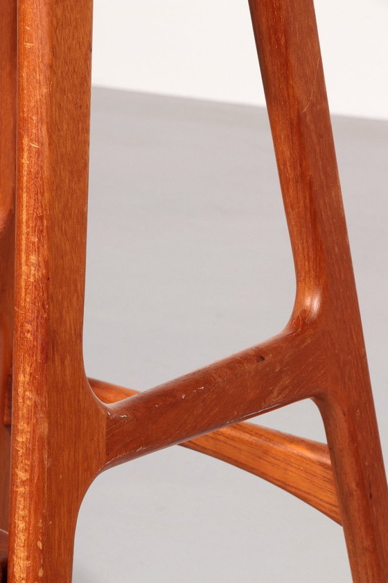 Image 1 of Taburete de bar de diseño en madera y cuero negro de Erik Buch 1960