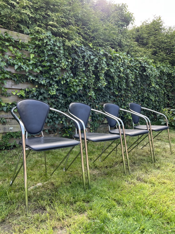 Image 1 of 4 x Moderner Chromstuhl aus Leder