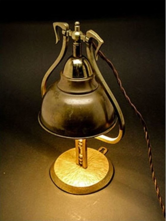 Art Nouveau Style Bedside Table Lamp, Austria-Hungary, Early 20th Century – Brass (photo 4 of 10)