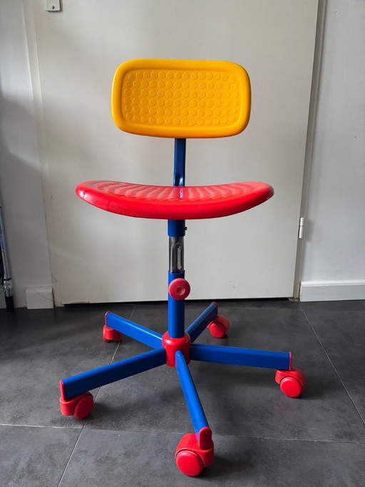 Vintage IKEA children's desk chair in Memphis style