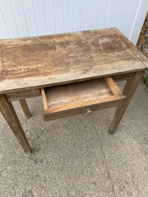 Image 1 of Bureau van massief eikenhout met 1 lade, 80x45 cm