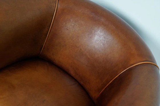 Image 1 of Poltrona da club vintage olandese in pelle color cognac