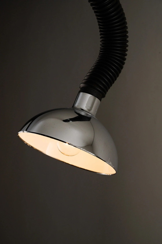 Lampada a Sospensione Space Age Regolabile Cromo e Nera, Plafoniere, Metallo, Nero (foto 3 di 11)