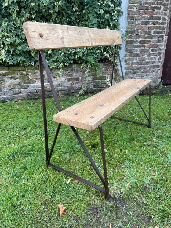 Banc vintage français avec dossier pour entrée ou jardin – Bancs de jardin, Wood, Iron (photo 16 of 19)
