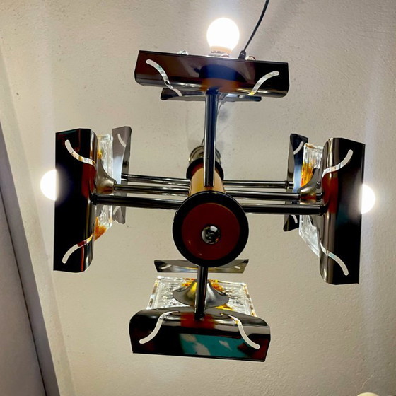 Image 1 of Lampadario moderno in vetro di Murano a 4 luci, stile Mid-Century Modern, Sputnik, anni '70