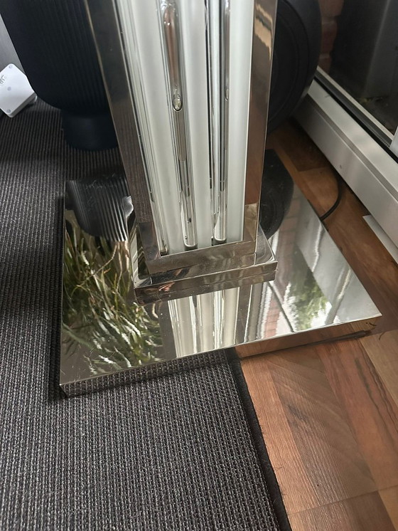 Image 1 of Lámpara de pie Art Déco “Grenoble” – varillas de cromo y cristal, 190 cm, pieza rara