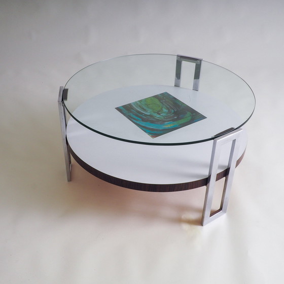 Image 1 of Tavolino rotondo in vetro e cromo dell'era spaziale