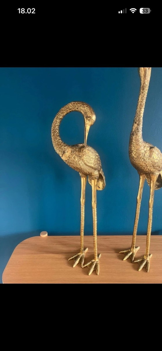 Image 1 of Grues/hérons vintage en laiton