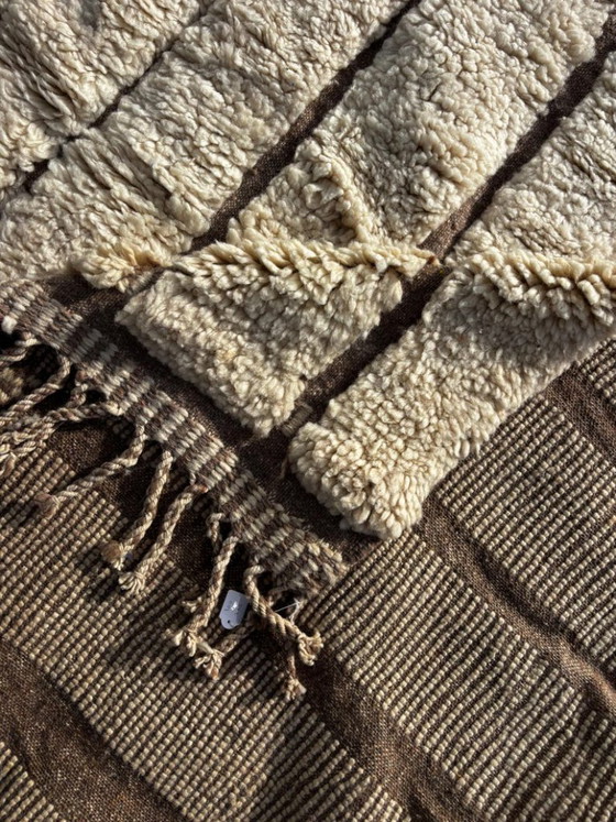 Image 1 of Moroccan White Wool Mrirt Rug 200x300cm- Moroccan Berber Beni Ourain Rug - White Authentic Carpet - Modern Design Rug - Hand Mad