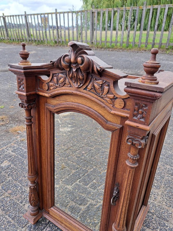 Antique Wooden Wall Cabinet with Mirror – Glass (photo 4 of 9)