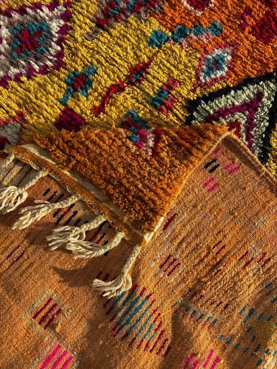 Image 1 of Modern Marokkaans wollen tapijt in oranje - Abstract Berber-kleurontwerp