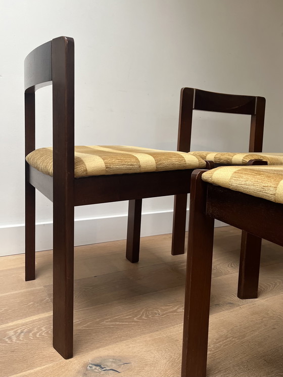 Image 1 of 4x teak vintage brutalist dining chairs