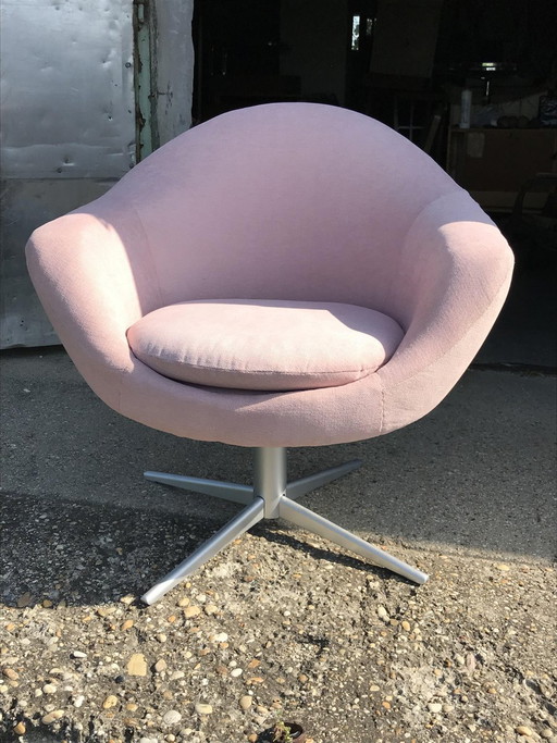 Mid-Century metalen en fluwelen draaistoel, jaren 60