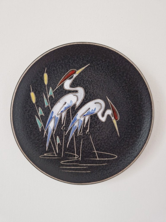 Image 1 of Ruscha.Wall plate with cranes.50'Germany.