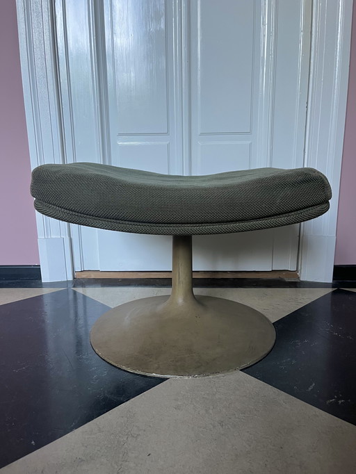 Artifort stool writing footstool ottoman vintage green with taupe