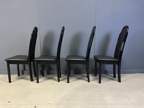 Image 1 of Postmodern lacquered wood italian dining chairs, 1980s
