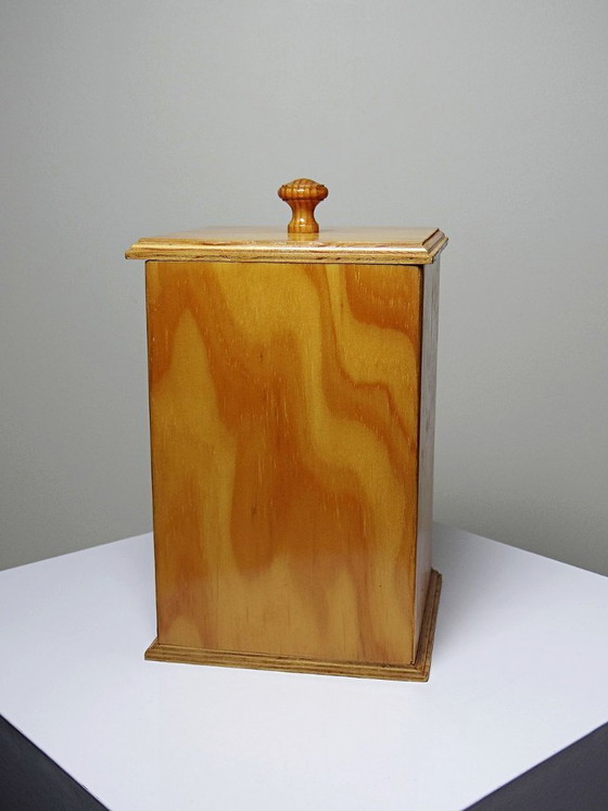 Image 1 of Vintage countertop bread box in varnished pine wood, 1970s-1990s