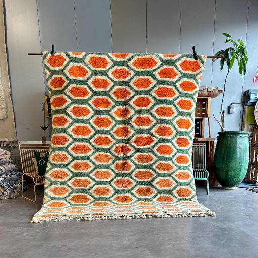 Orange  Moroccan Rug For Modern Interior Living Room-