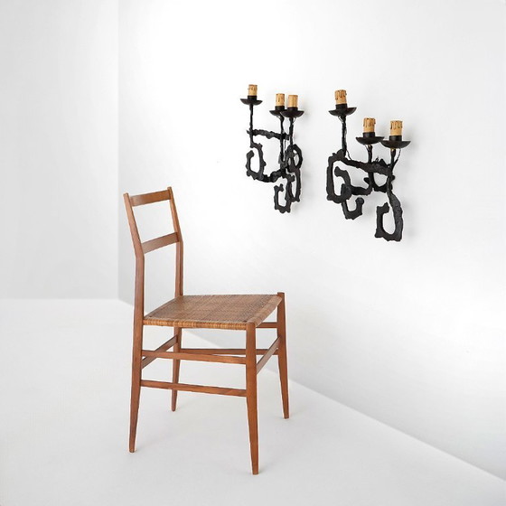 Image 1 of Pair of Brutalist wrought iron wall lamps, 1960s