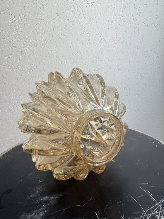 Image 1 of Set van 3 Vintage Glazen Plafondlampen / Kappen – Kristallook (Jaren 60)