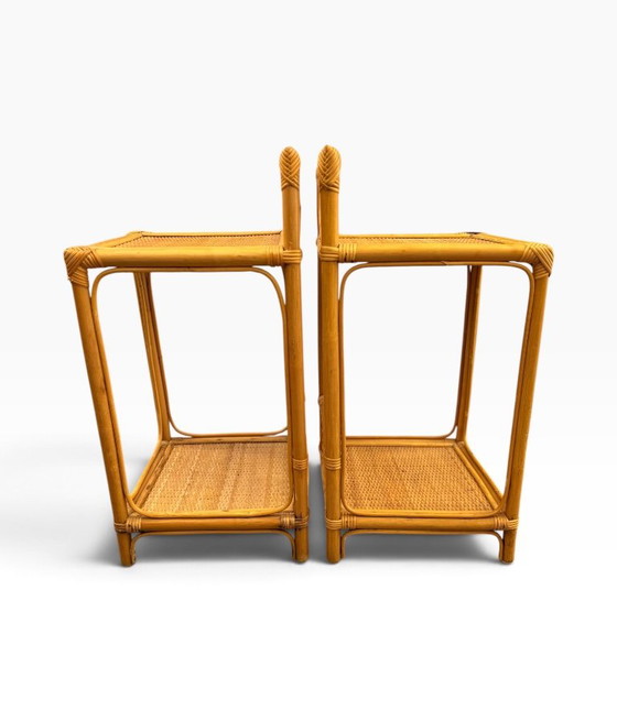 Coppia di Comodini Vintage in Bamboo e Midollino Intrecciato – Bambù (photo 7 of 13)