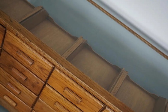 Image 1 of Meuble de mercerie/comptoir de magasin ancien en chêne britannique, années 1920/30