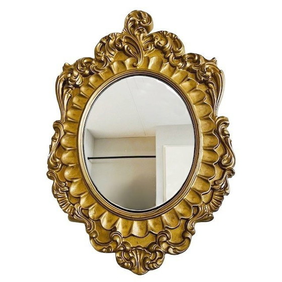 Image 1 of Barocker antiker Goldputzspiegel aus der Mitte des 20. Jahrhunderts, 1950er Jahre