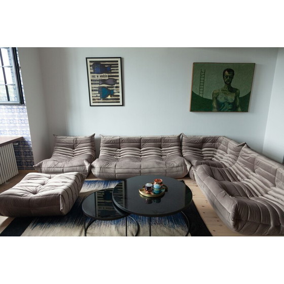 Image 1 of Ensemble de canapés Togo vintage pour Ligne Roset en velours gris 1970