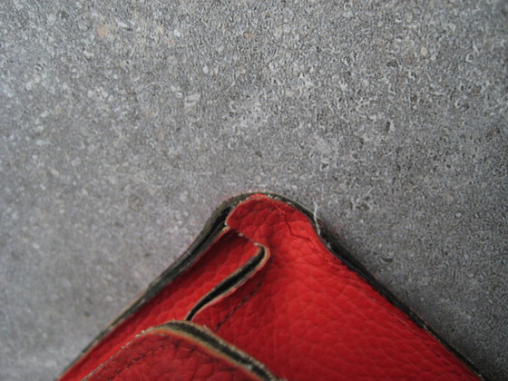 vintage leren school/handtas rood, Overige tassen, Kalfsleer (foto 5 van 5)