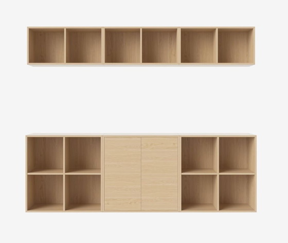 Image 1 of Bolia Case boekenkast met lades, planken en deuren in wit gepigmenteerd geolied eikenhout, fineer