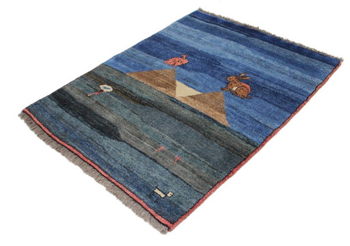Alfombra oriental persa original Gabbeh Ghashghai, 158 cm x 119 cm, color natural antiguo