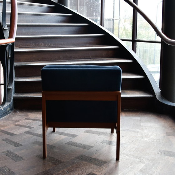 Set of 3 Teak Easy Chairs Ole Gjerlov Knudsen & torben Lind, France & Søn, Armchairs, Textile, Blue (photo 7 of 14)