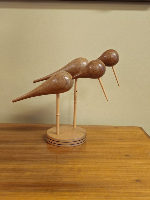 Decorazione in legno d'epoca Pittime reali Pittime reali Uccelli