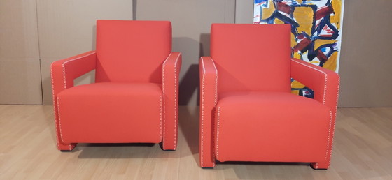 Image 1 of Cassina 2 Poltrona 637 Utrecht Nuova Mai Usata Lampo Rosso Lana 13L