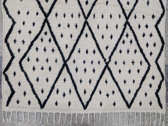 Image 1 of Tapis berbère - 305 cm x 208 cm - blanc et noir Laine