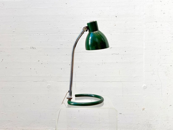 Image 1 of Grüne Tischleuchte aus Metall und Chrom, 1960er Jahre