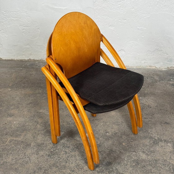 Image 1 of Juego de 4 sillas de comedor de madera curvada de Asko, Finlandia, 1995.