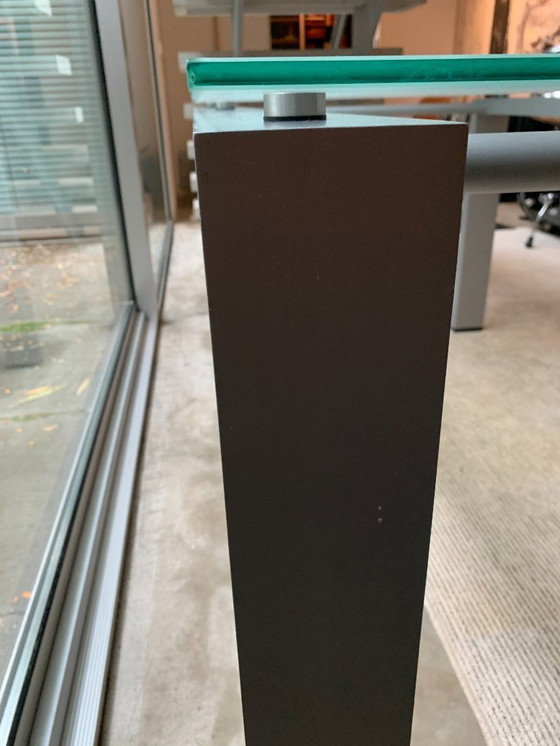 Image 1 of Aluminum table with glass top