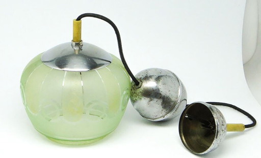 Mid-Century Glass Pendant Lamp, 1950s – hanglampen, Metal