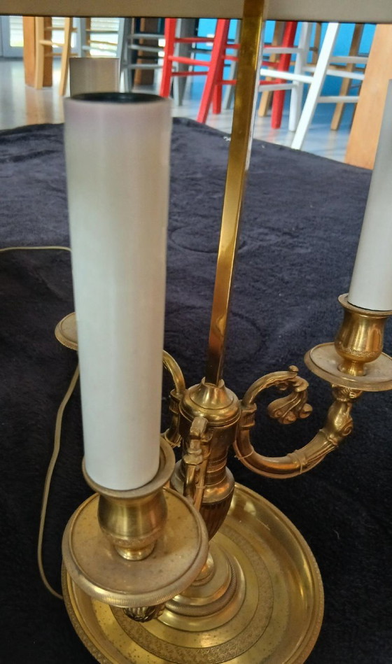 Exceptional Empire Style Bouillotte Lamp, Swan, Lucien Gau - Perfect Condition * – Table lamps, Metal, Brass (photo 8 of 14)
