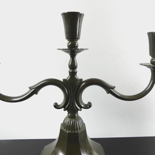 Just Andersen candlestick, disco metal, 30s