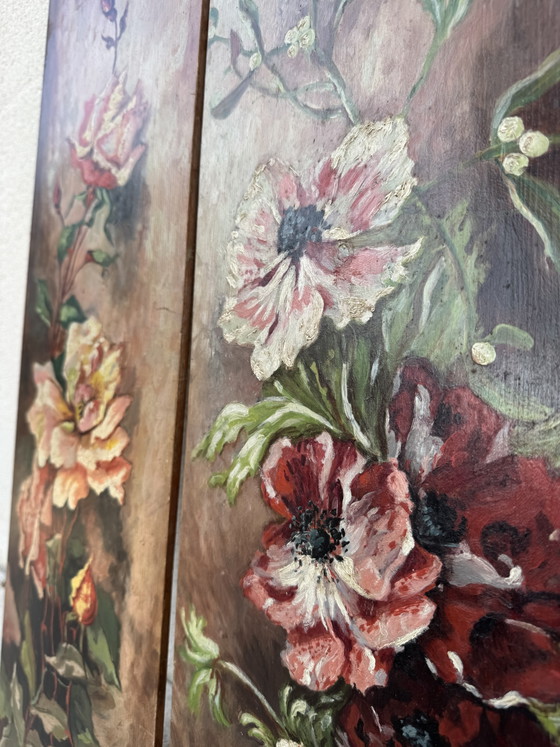 Image 1 of Antike Blumenmalereien auf Holztafeln