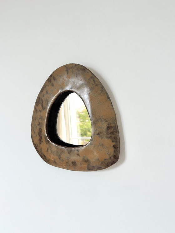 Image 1 of Franse hedendaagse keramische spiegel, "Triangolo" van Renzo Maar