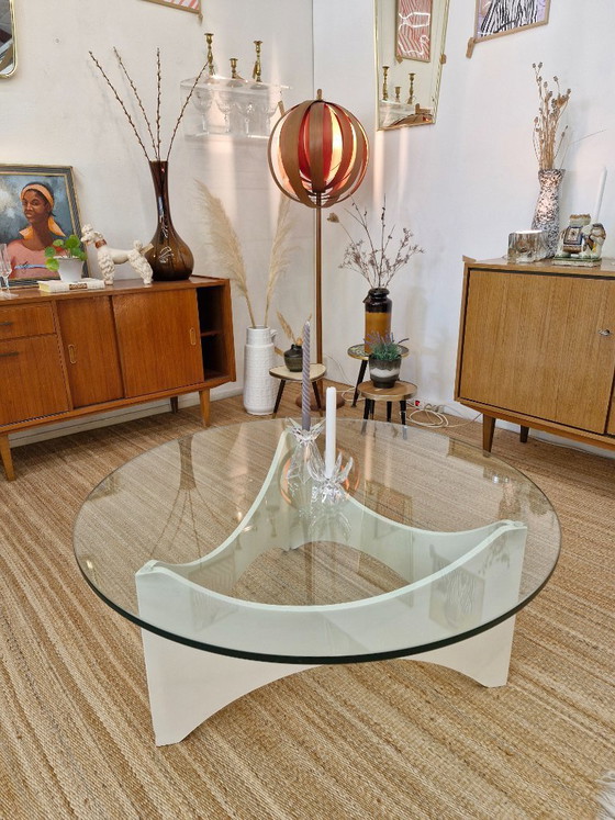 Image 1 of Vintage space age salontafel met glas uit de jaren 70