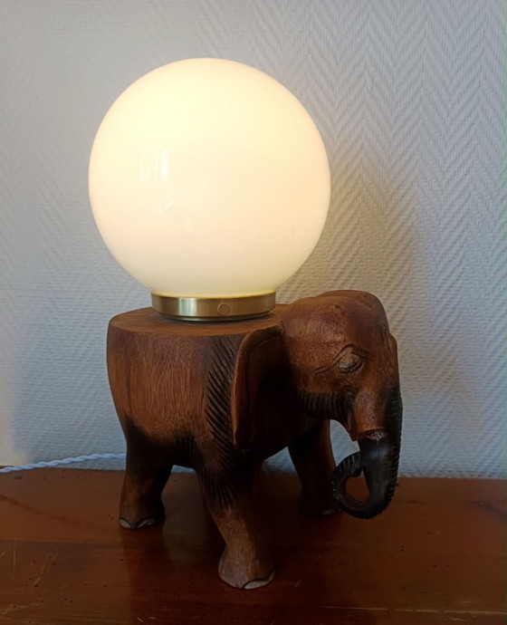 Image 1 of Elephant and opaline lamp