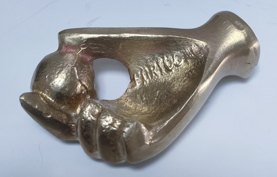 Image 1 of Fermacarte a mano in bronzo, portapenne vintage