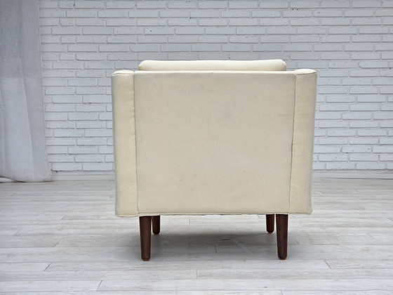 Image 1 of 1970er Danish Lounge Chair, Möbelwolle, Teakholzbeine
